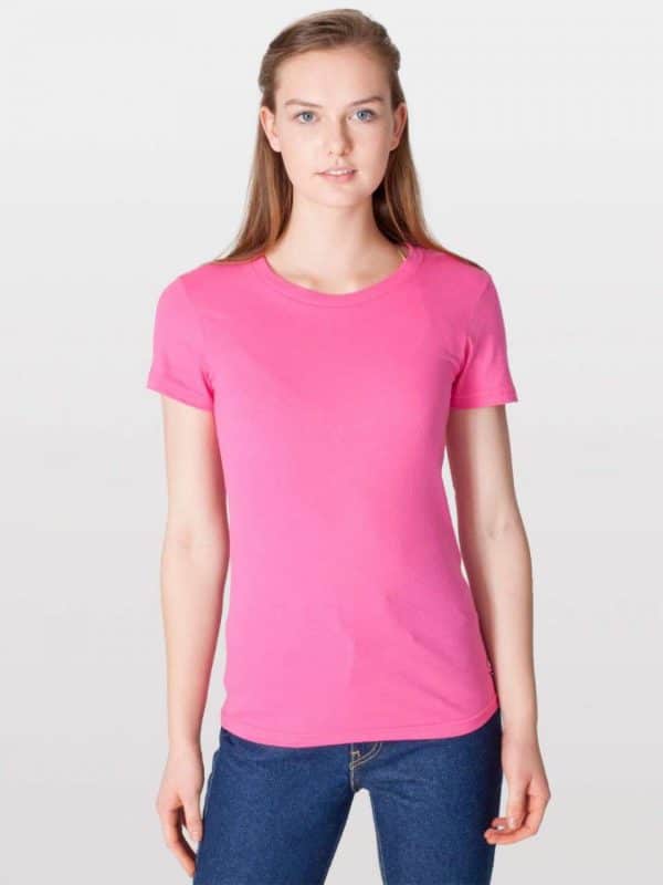 Fuchsia American Apparel WOMEN'S FINE JERSEY SHORT SLEEVE T-SHIRT Pólók/T-Shirt