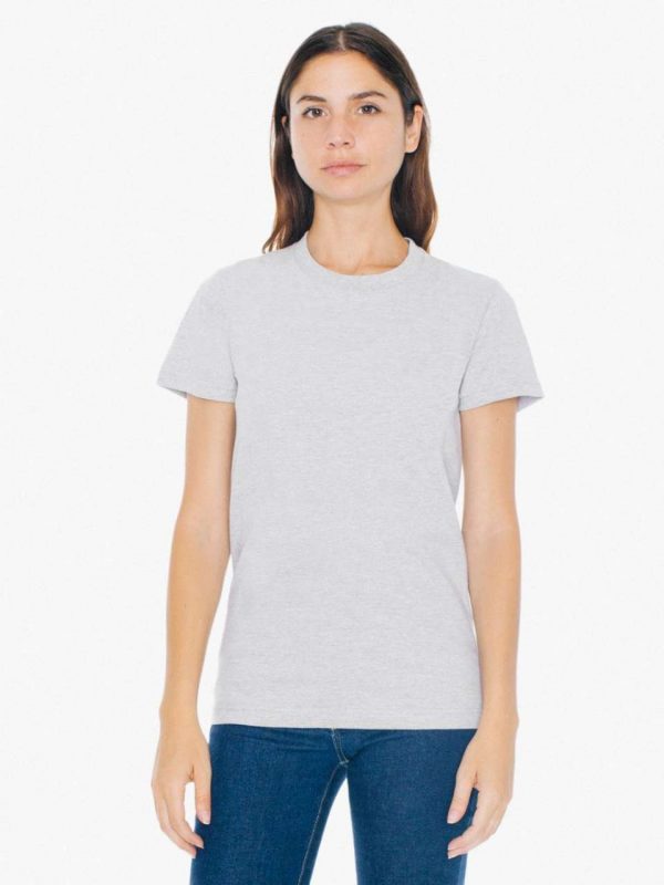 Heather Grey American Apparel WOMEN'S FINE JERSEY SHORT SLEEVE T-SHIRT Pólók/T-Shirt