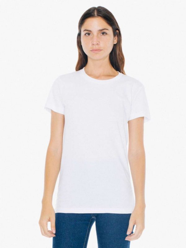 White American Apparel WOMEN'S FINE JERSEY SHORT SLEEVE T-SHIRT Pólók/T-Shirt