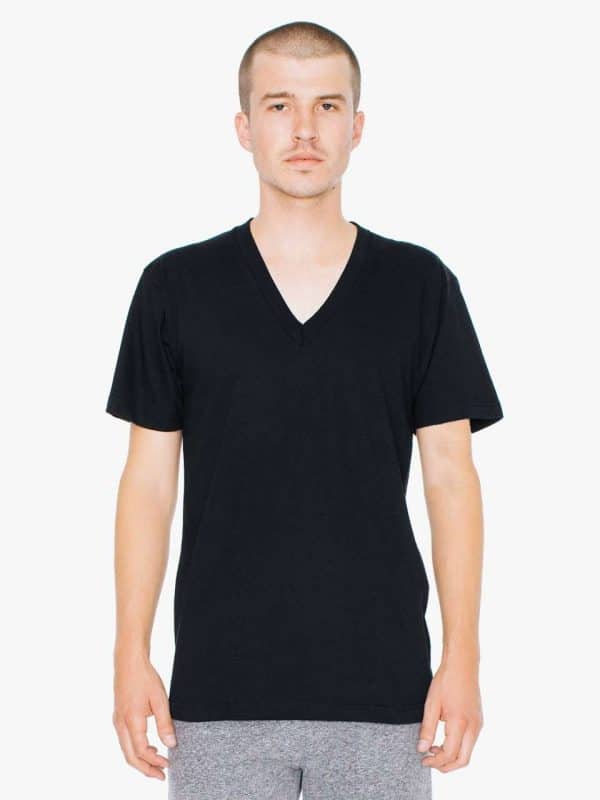 Black American Apparel UNISEX FINE JERSEY V-NECK T-SHIRT Pólók/T-Shirt