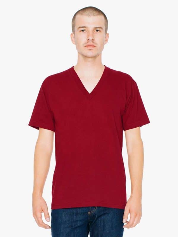Cranberry American Apparel UNISEX FINE JERSEY V-NECK T-SHIRT Pólók/T-Shirt