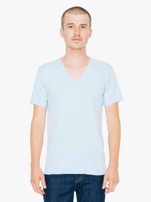 Light Blue American Apparel UNISEX FINE JERSEY V-NECK T-SHIRT Pólók/T-Shirt