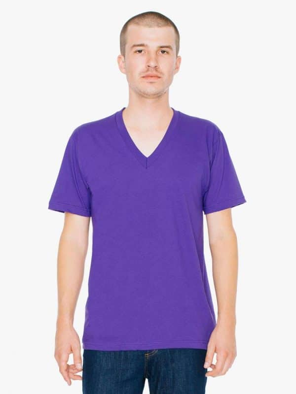 Purple American Apparel UNISEX FINE JERSEY V-NECK T-SHIRT Pólók/T-Shirt