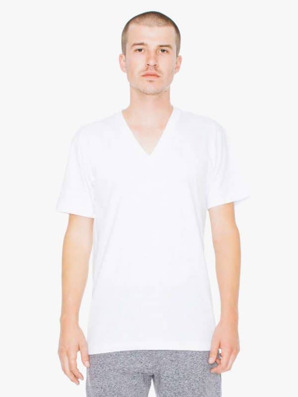 White American Apparel UNISEX FINE JERSEY V-NECK T-SHIRT Pólók/T-Shirt