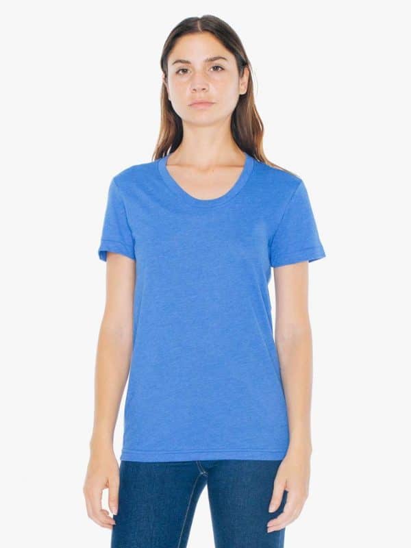 Heather Lake Blue American Apparel WOMEN'S POLY-COTTON SHORT SLEEVE T-SHIRT Pólók/T-Shirt