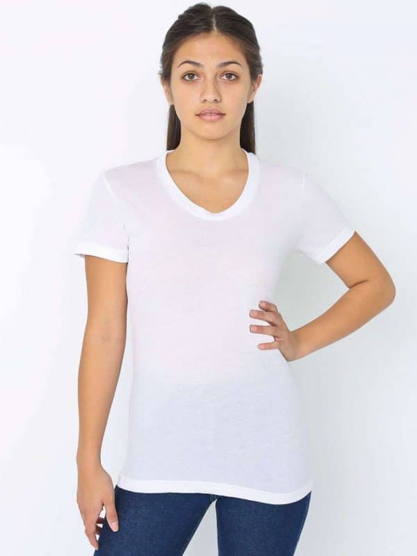 White American Apparel WOMEN'S POLY-COTTON SHORT SLEEVE T-SHIRT Pólók/T-Shirt