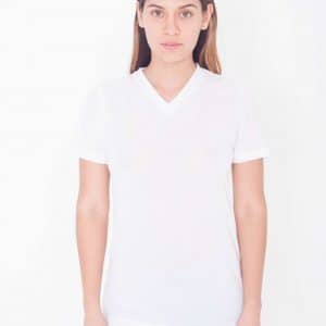 White American Apparel WOMEN'S SUBLIMATION CLASSIC SHORT SLEEVE V-NECK T-SHIRT Pólók/T-Shirt