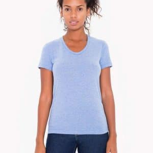 Athletic Blue American Apparel WOMEN'S TRI-BLEND SHORT SLEEVE TRACK T-SHIRT Pólók/T-Shirt