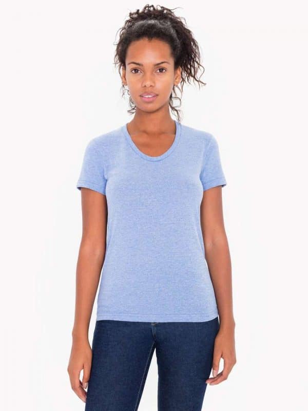 Athletic Blue American Apparel WOMEN'S TRI-BLEND SHORT SLEEVE TRACK T-SHIRT Pólók/T-Shirt