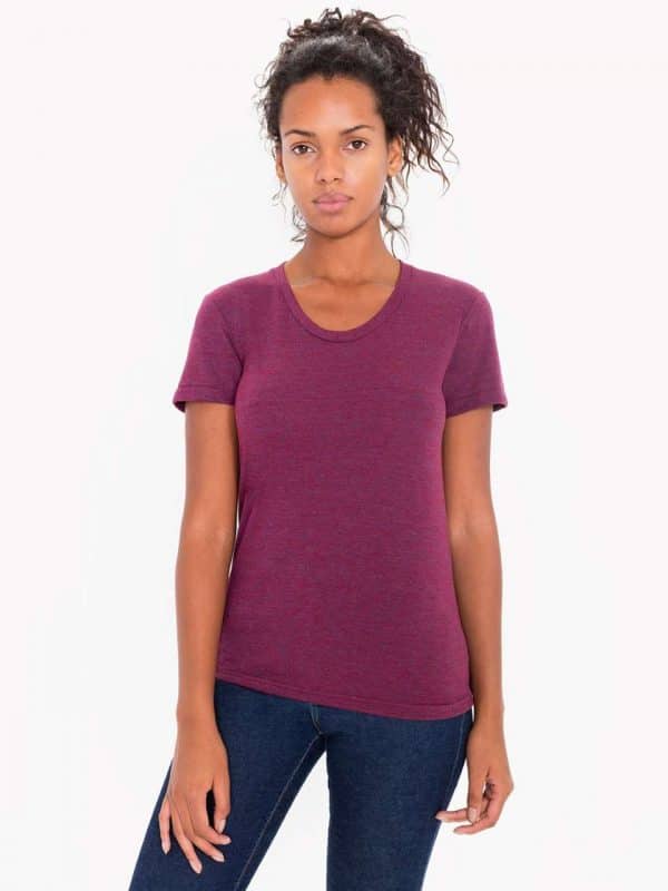 Tri-Cranberry American Apparel WOMEN'S TRI-BLEND SHORT SLEEVE TRACK T-SHIRT Pólók/T-Shirt