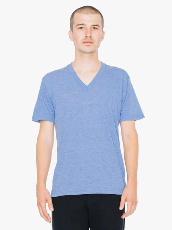 Athletic Blue American Apparel UNISEX TRI-BLEND SHORT SLEEVE V-NECK T-SHIRT Pólók/T-Shirt