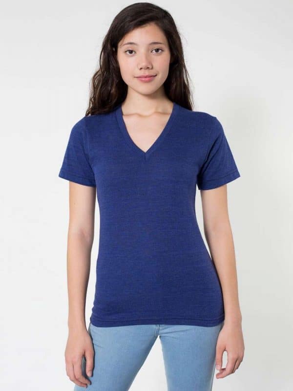 Tri-Indigo American Apparel UNISEX TRI-BLEND SHORT SLEEVE V-NECK T-SHIRT Pólók/T-Shirt