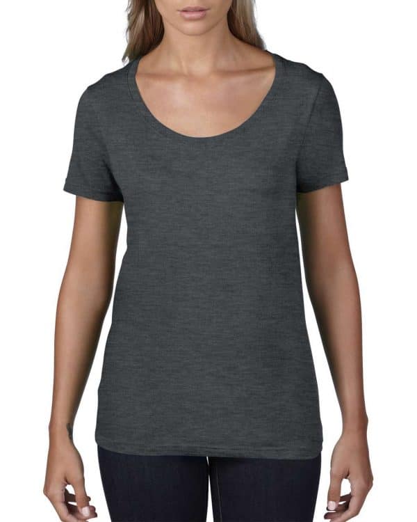 Heather Dark Grey Anvil WOMEN’S FEATHERWEIGHT SCOOP TEE Pólók/T-Shirt