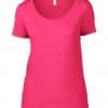 Hot Pink Anvil WOMEN’S FEATHERWEIGHT SCOOP TEE Pólók/T-Shirt
