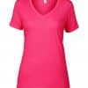 Hot Pink Anvil WOMEN’S FEATHERWEIGHT V-NECK TEE Pólók/T-Shirt