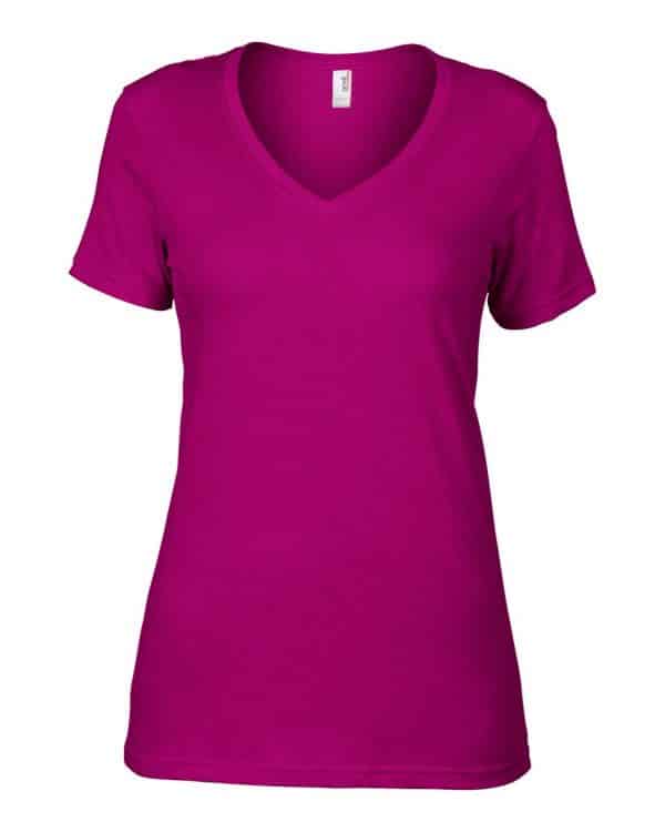 Raspberry Anvil WOMEN’S FEATHERWEIGHT V-NECK TEE Pólók/T-Shirt