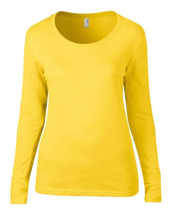 Lemon Zest Anvil WOMEN’S FEATHERWEIGHT LONG SLEEVE SCOOP TEE Pólók/T-Shirt