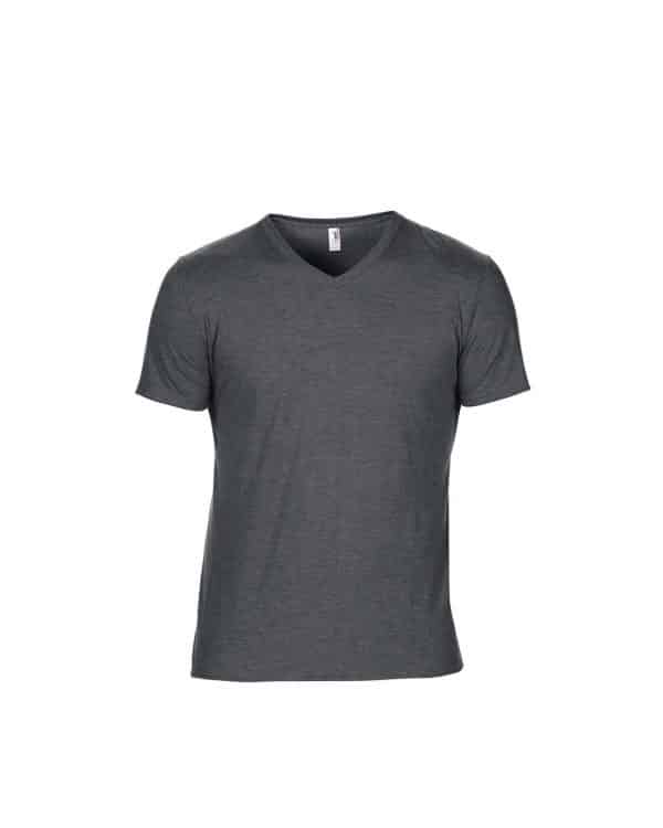 Heather Dark Grey Anvil ADULT TRI-BLEND V-NECK TEE Pólók/T-Shirt
