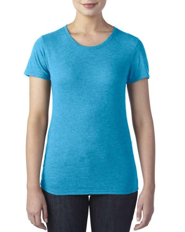 Heather Caribbean Blue Anvil WOMEN'S TRI-BLEND TEE Pólók/T-Shirt