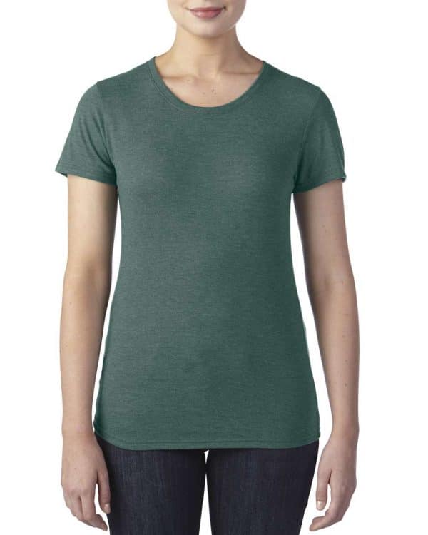 Heather Dark Green Anvil WOMEN'S TRI-BLEND TEE Pólók/T-Shirt