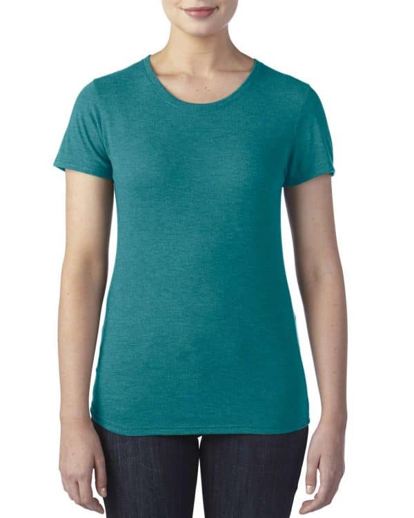 Heather Galapagos Blue Anvil WOMEN'S TRI-BLEND TEE Pólók/T-Shirt