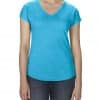 Heather Caribbean Blue Anvil WOMEN'S TRI-BLEND V-NECK TEE Pólók/T-Shirt