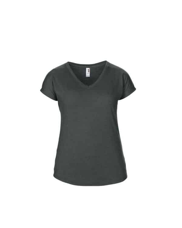 Heather Dark Grey Anvil WOMEN'S TRI-BLEND V-NECK TEE Pólók/T-Shirt