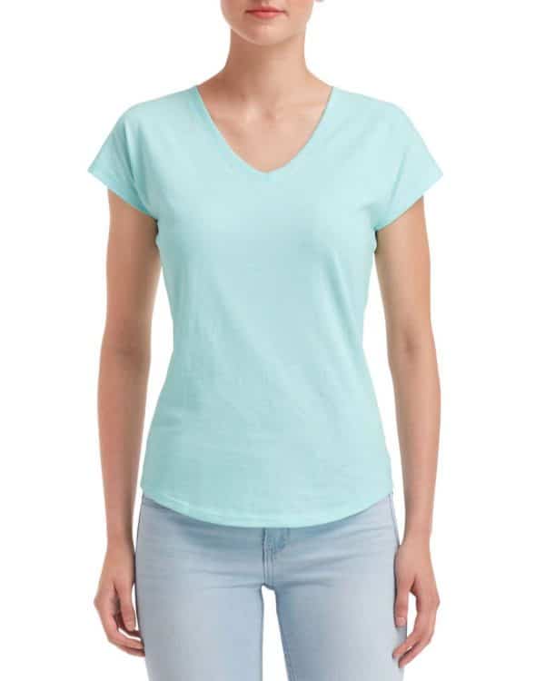 Teal Ice Anvil WOMEN'S TRI-BLEND V-NECK TEE Pólók/T-Shirt