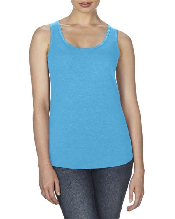 Heather Caribbean Blue Anvil WOMEN’S TRI-BLEND RACERBACK TANK Pólók/T-Shirt