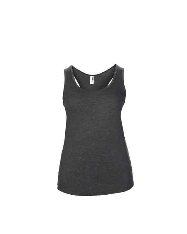 Heather Dark Grey Anvil WOMEN’S TRI-BLEND RACERBACK TANK Pólók/T-Shirt