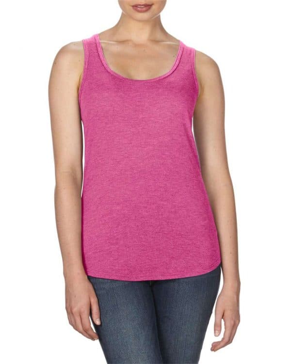 Heather Raspberry Anvil WOMEN’S TRI-BLEND RACERBACK TANK Pólók/T-Shirt