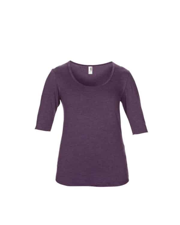 Heather Aubergine Anvil WOMEN’S TRI-BLEND DEEP SCOOP 1/2 SLEEVE TEE Pólók/T-Shirt