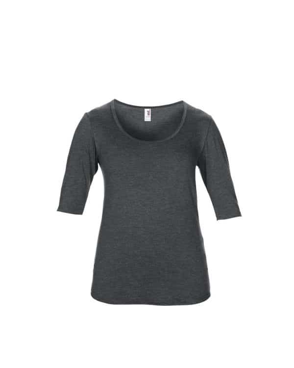 Heather Dark Grey Anvil WOMEN’S TRI-BLEND DEEP SCOOP 1/2 SLEEVE TEE Pólók/T-Shirt