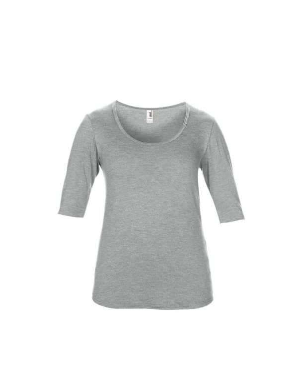 Heather Grey Anvil WOMEN’S TRI-BLEND DEEP SCOOP 1/2 SLEEVE TEE Pólók/T-Shirt