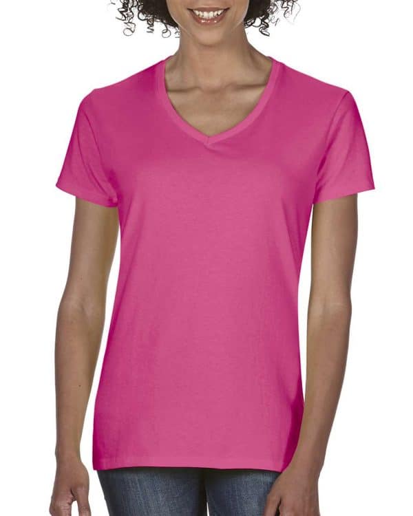 Neon Pink Comfort Colors LADIES' MIDWEIGHT V-NECK TEE Pólók/T-Shirt