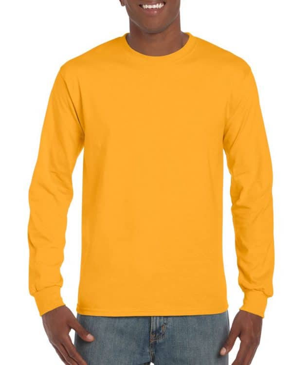 Gold Gildan ULTRA COTTON™ ADULT LONG SLEEVE T-SHIRT Pólók/T-Shirt