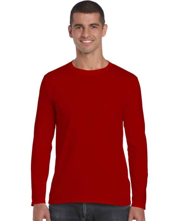 Red Gildan SOFTSTYLE® ADULT LONG SLEEVE T-SHIRT Pólók/T-Shirt
