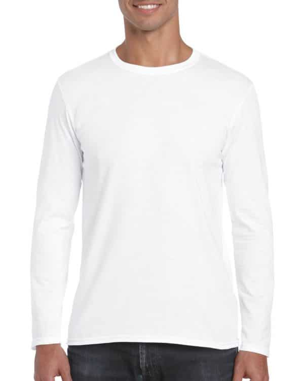White Gildan SOFTSTYLE® ADULT LONG SLEEVE T-SHIRT Pólók/T-Shirt