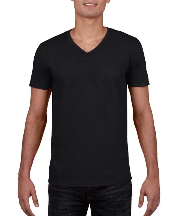 Black Gildan SOFTSTYLE® ADULT V-NECK T-SHIRT Pólók/T-Shirt