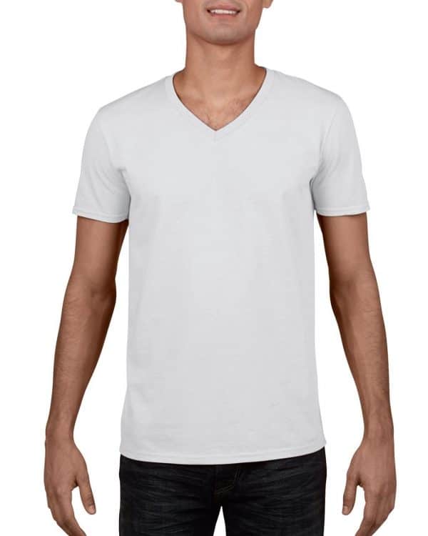 White Gildan SOFTSTYLE® ADULT V-NECK T-SHIRT Pólók/T-Shirt