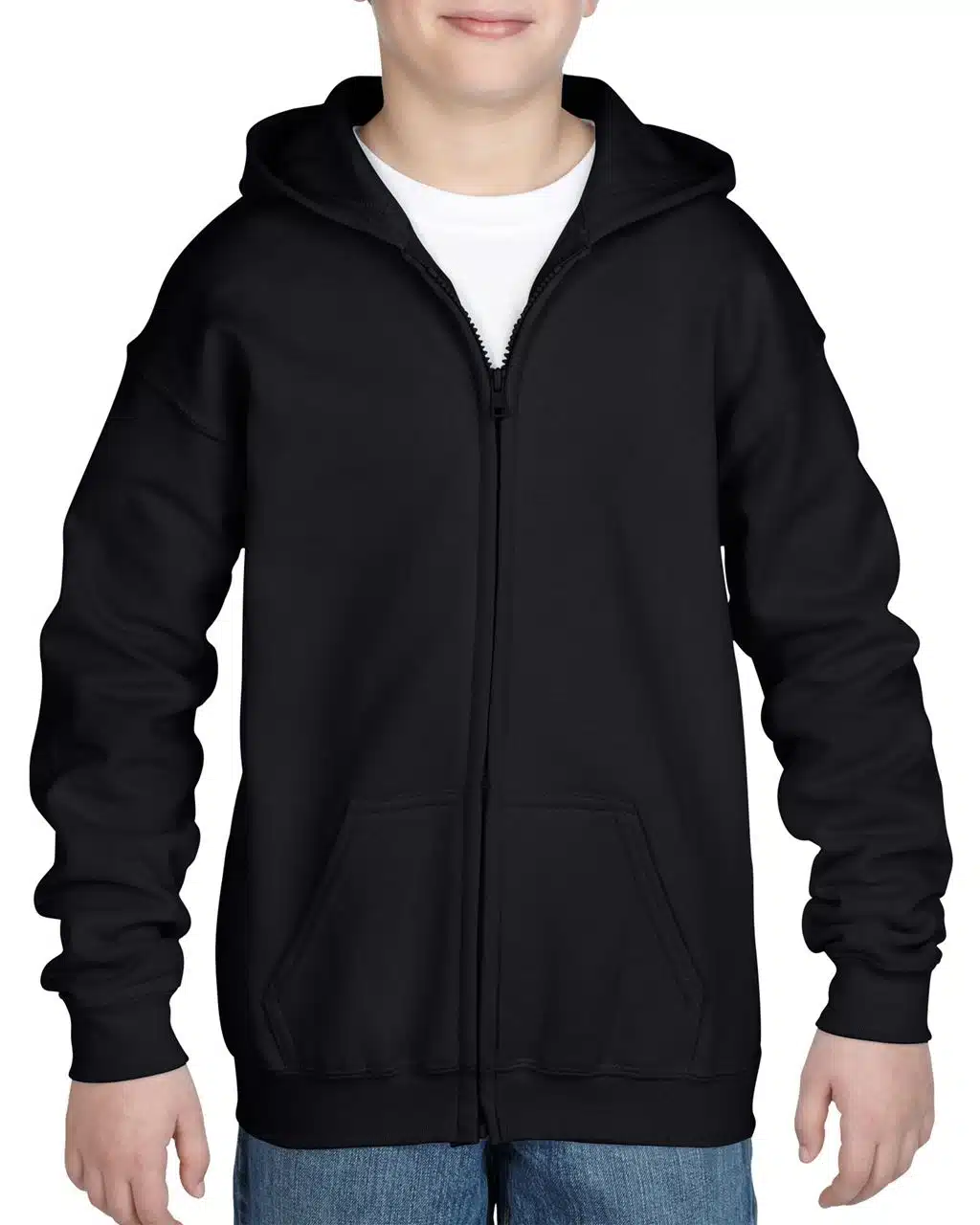 Black Gildan HEAVY BLEND™ YOUTH FULL ZIP HOODED SWEATSHIRT Gyermek ruházat
