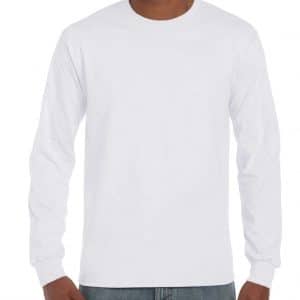 White Gildan HAMMER ADULT LONG SLEEVE T-SHIRT Pólók/T-Shirt