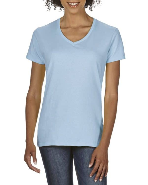 Light Blue Gildan PREMIUM COTTON® LADIES' V-NECK T-SHIRT Pólók/T-Shirt