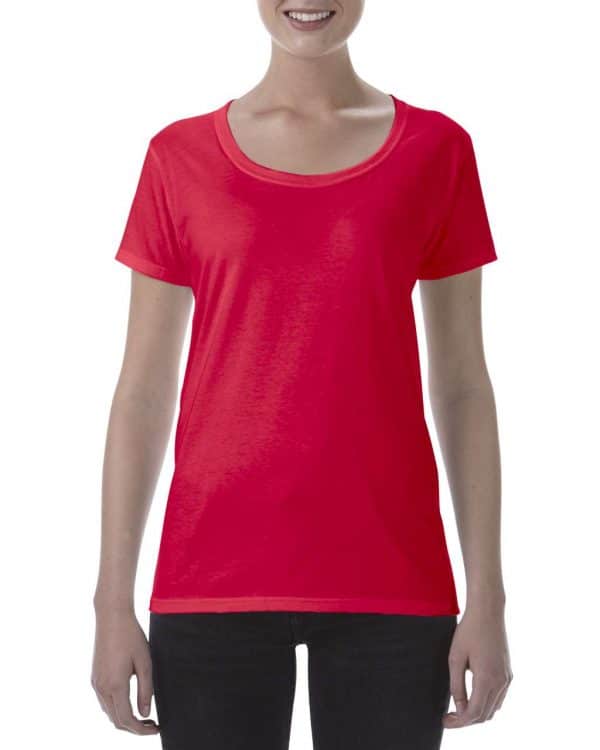 Red Gildan SOFTSTYLE® LADIES' DEEP SCOOP T-SHIRT Pólók/T-Shirt
