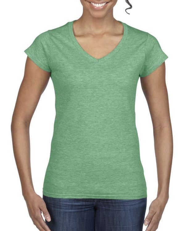 Heather Irish Green Gildan SOFTSTYLE® LADIES' V-NECK T-SHIRT Pólók/T-Shirt