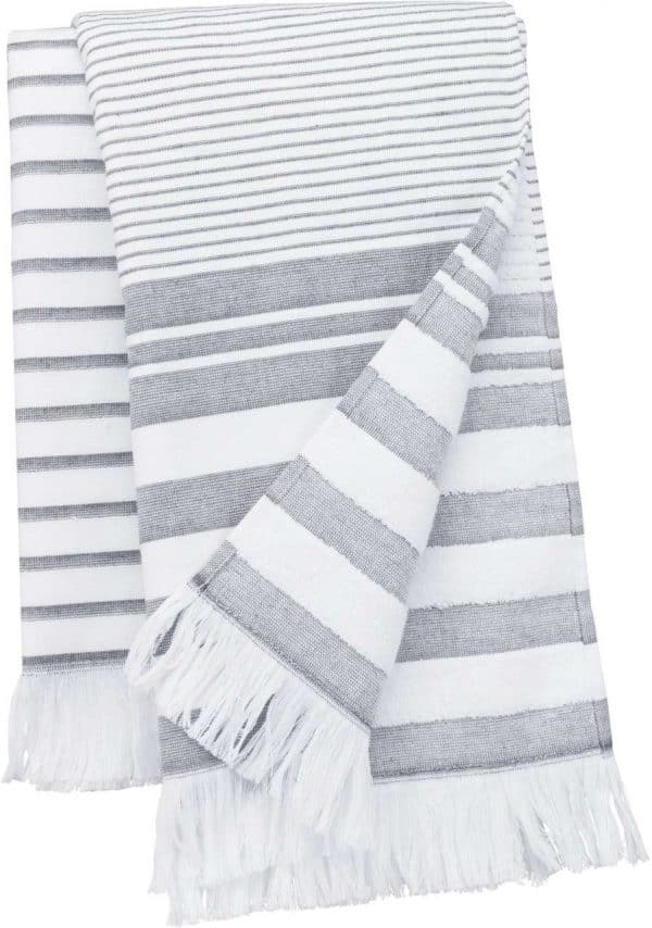 Striped White/Smoke Kariban STRIPED FRINGED FOUTA Törölközõk