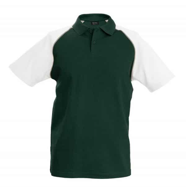 Forest Green/White Kariban BASEBALL - SHORT-SLEEVED POLO SHIRT Galléros pólók