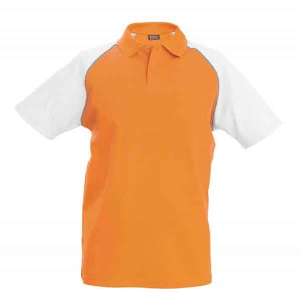 Orange/White Kariban BASEBALL - SHORT-SLEEVED POLO SHIRT Galléros pólók
