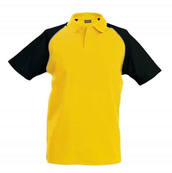 Yellow/Black Kariban BASEBALL - SHORT-SLEEVED POLO SHIRT Galléros pólók