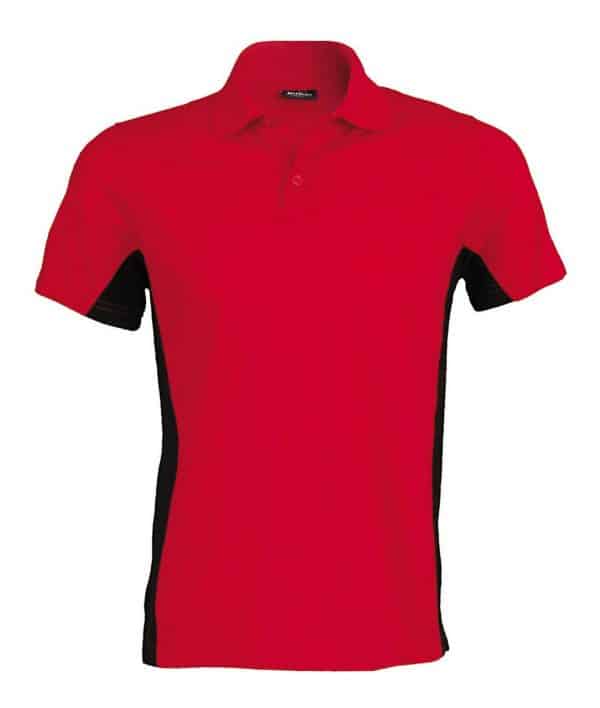 Red/Black Kariban FLAG - SHORT-SLEEVED TWO-TONE POLO SHIRT Galléros pólók